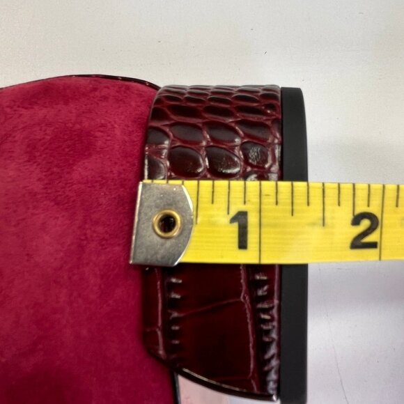 Donald Pliner Dreww Pump Size 7.5M Bordeaux Suede Croco Heel Comfort Show - Picture 14 of 16